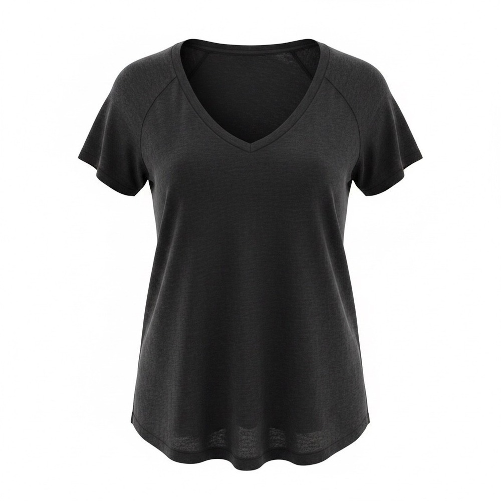 James Perse Shirt Women's Size 3 Black V-Neck Jersey Tee Top T Shirt